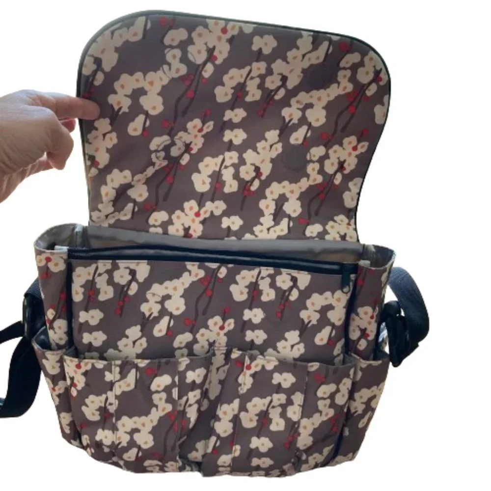 Skip Hop Deluxe Edition Diaper Bag Cherry Blossom Design Many Features EUC